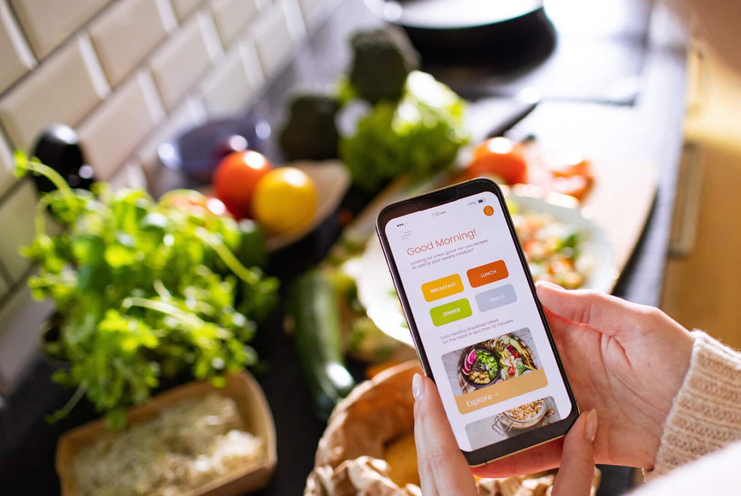 Using a mobile phone to plan meals for the week
